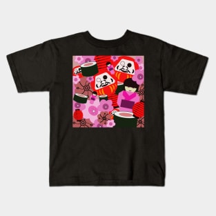 japanese inspired pop art pattern Kids T-Shirt